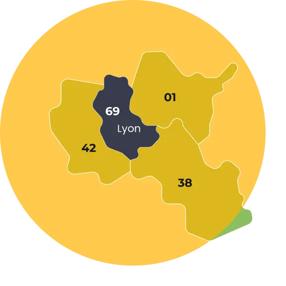 Carte de la zone d’intervention de Marescol autour de Lyon